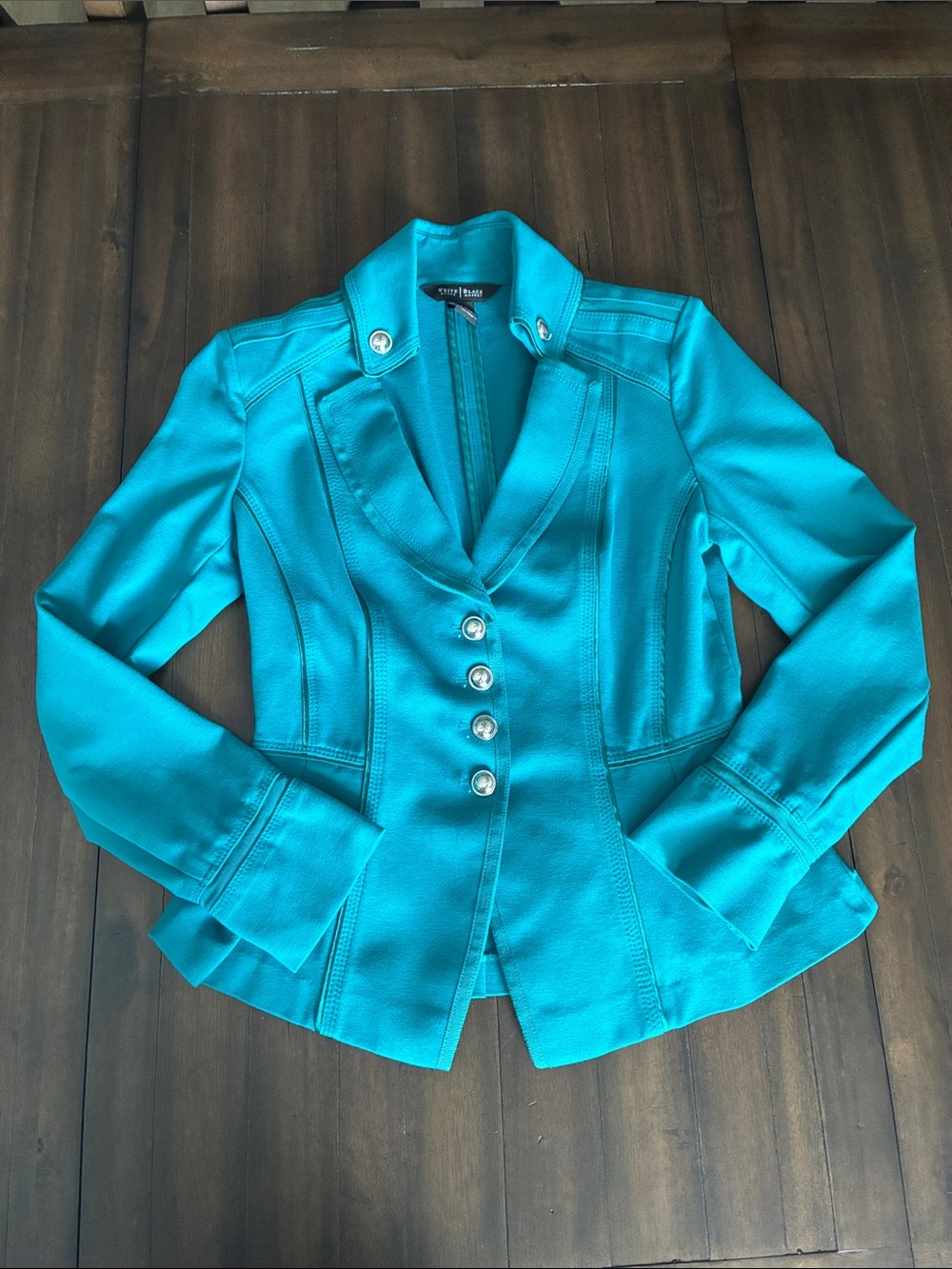 White House Black Market Turquoise Fitted Peplum Blazer